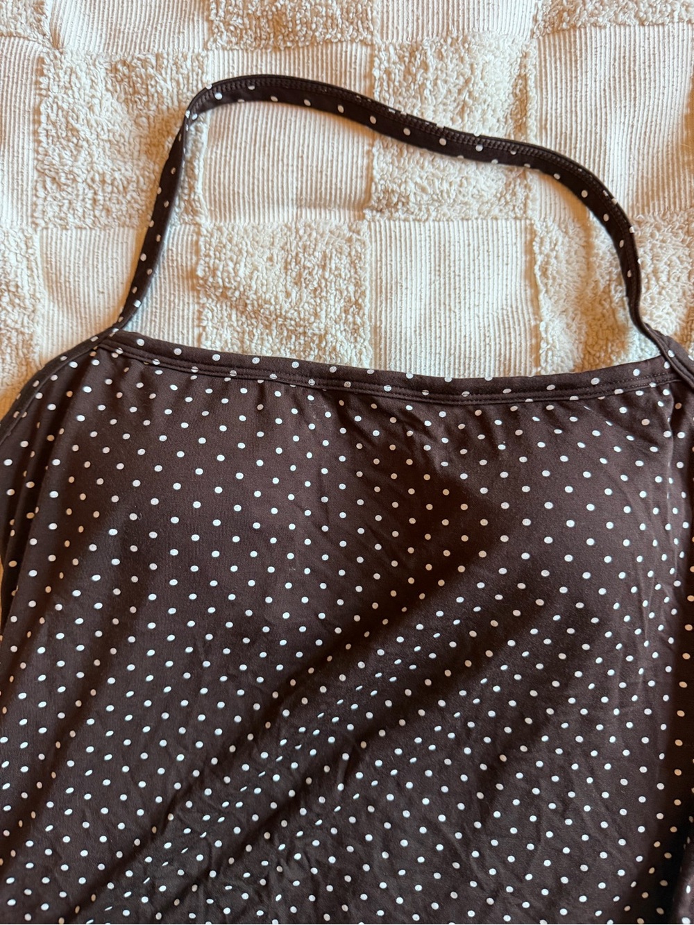 Brown Polka Dot Halter Tank Top - Picture 2 of 5